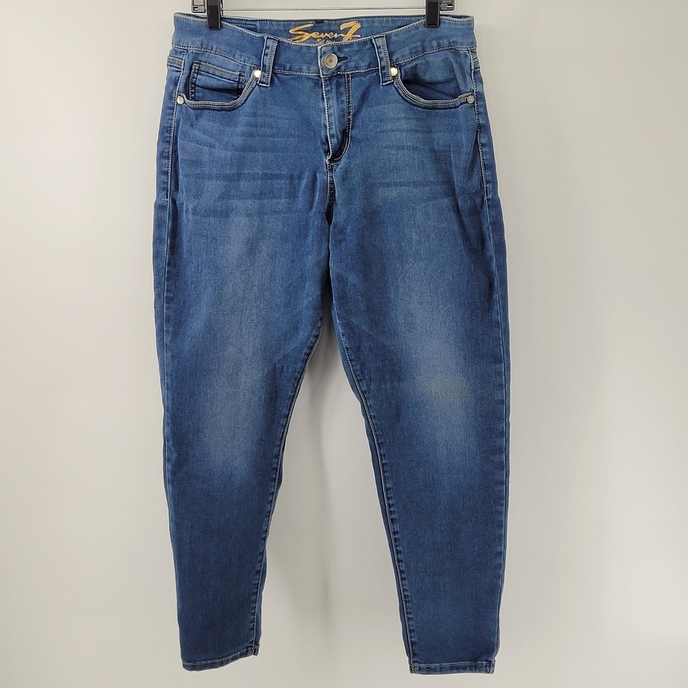 Seven7 Legging Jeans Womens 14 Blue Mid Rise Skinny Stretch Denim